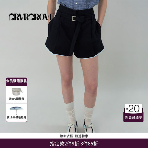 GRVR GROVE官方旗舰店SS春夏款女士假两件梭织短裤GS5PT26M