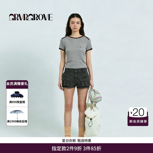 【林娜琏同款】GRVR GROVE官方旗舰店26SS春夏短袖T恤 GS26TSK14