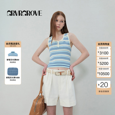 GROVE官方旗舰店2025SS春夏新款女士条纹针织衫背心 GR5KN05C