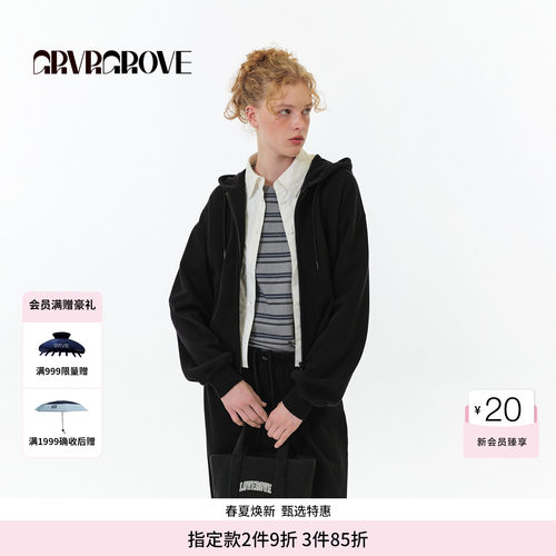 GROVE官方旗舰店 FW秋季款圆领长袖条纹T恤女款 GF5TS02C