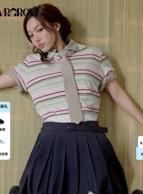 【林娜琏同款】GROVE 2026SS春夏新款韩系女短袖polo衫GS26TSK12
