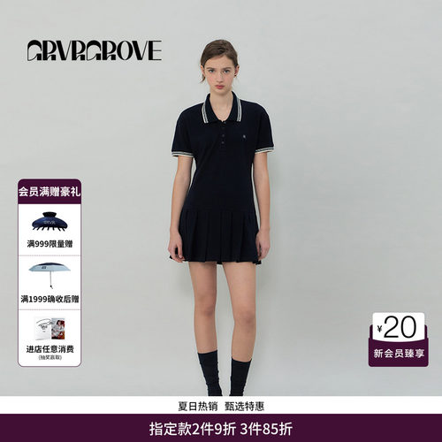 GRVR GROVE官方旗舰店SS春夏款女士polo领针织连衣裙GS5OP04M