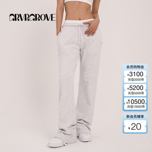 卫裤 GROVE官方旗舰店女士春季 微喇休闲长裤 针织低腰经典 款
