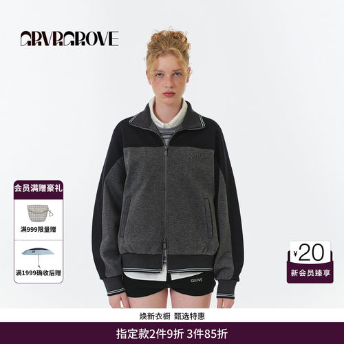 GRVR GROVE官方旗舰店 FW秋季款韩系针织夹克拉链外套女 GF5JP07M