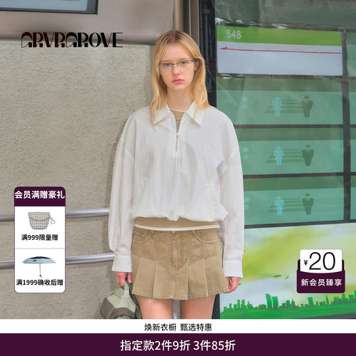 GRVR GROVE官方旗舰店26SS春夏新款韩系翻领长袖衬衫 GS26JPK01