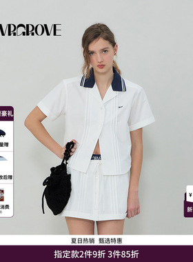 【博主同款】GRVR GROVE官方旗舰店短袖衬衫polo领海军风GR5SH01C