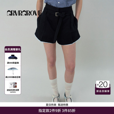 GRVR GROVE官方旗舰店SS春夏款女士假两件梭织短裤GS5PT26M