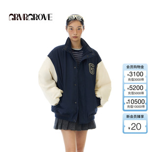 棉服外套宽松休闲棒球领GCW5JP07 新款 GROVE官方旗舰店 2025WT冬季