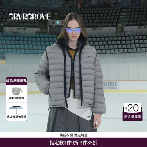 GRVR GROVE官方旗舰店 WT冬季款排骨羽绒马甲短外套女 GCW5VT02