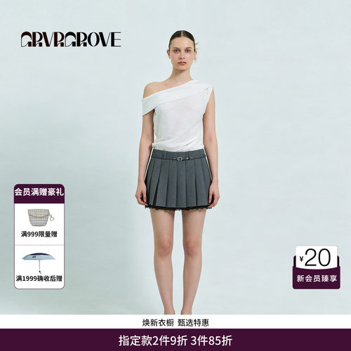 GRVR GRVR GROVE官方旗舰店26SS春夏韩系短裙百褶裙女 GS26SKK60