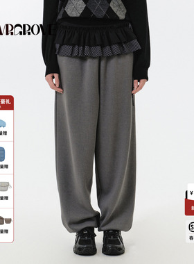 GROVE官方旗舰店 2025FW秋季款针织卫裤韩版休闲裤女款GF5PT02C