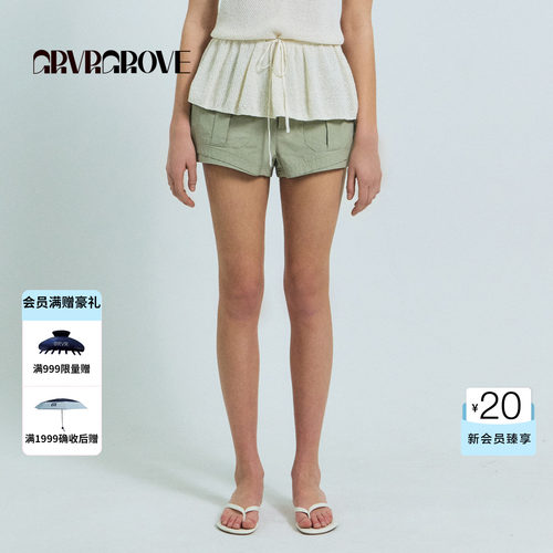 GROVE官方旗舰店2026SS春夏新款下装梭织短裤口袋女 GS26PTC60