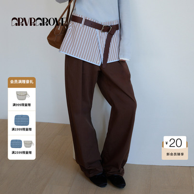 GROVE官方旗舰店2026PS春季新款梭织长裤韩系休闲宽松 GP26PTC12