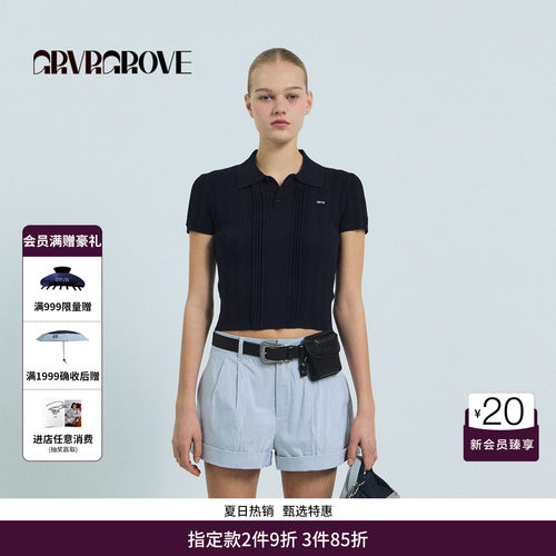 GRVR GROVE官方旗舰店26SS春夏韩系短袖针织衫坑条设计GS26KNC09