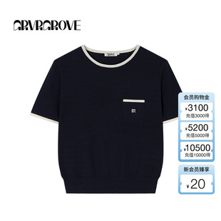 t恤GS5KN22J 短袖 GROVE官方旗舰店2025SS春夏新款 女士撞色针织衫