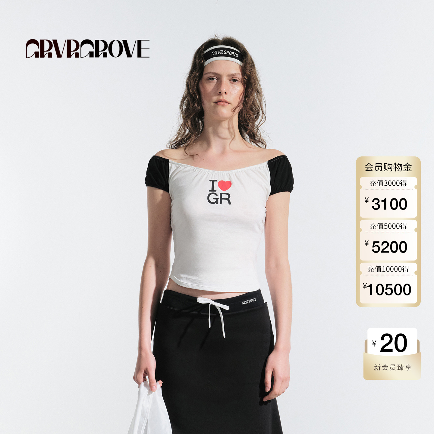 GROVE官方旗舰店2025夏季新款女爱心短袖t恤韩系大圆领 GM5TS05M