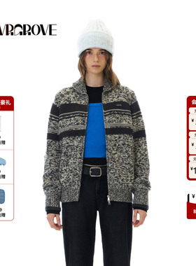 【博主同款】GROVE 2025WT冬季新款长袖毛织开衫连帽拉链GCW5KN01