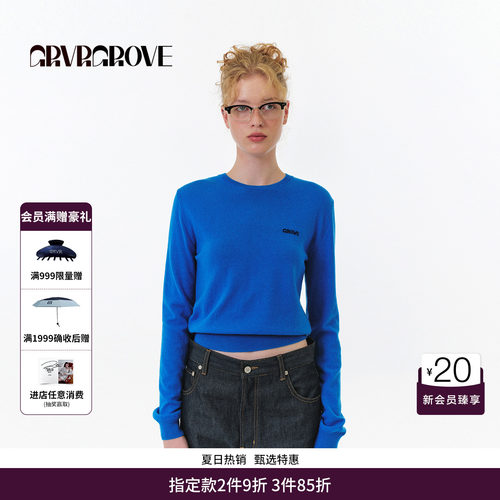 GRVR GROVE官方旗舰店 FW秋季款圆领长袖针织衫女款 GF5KN06J