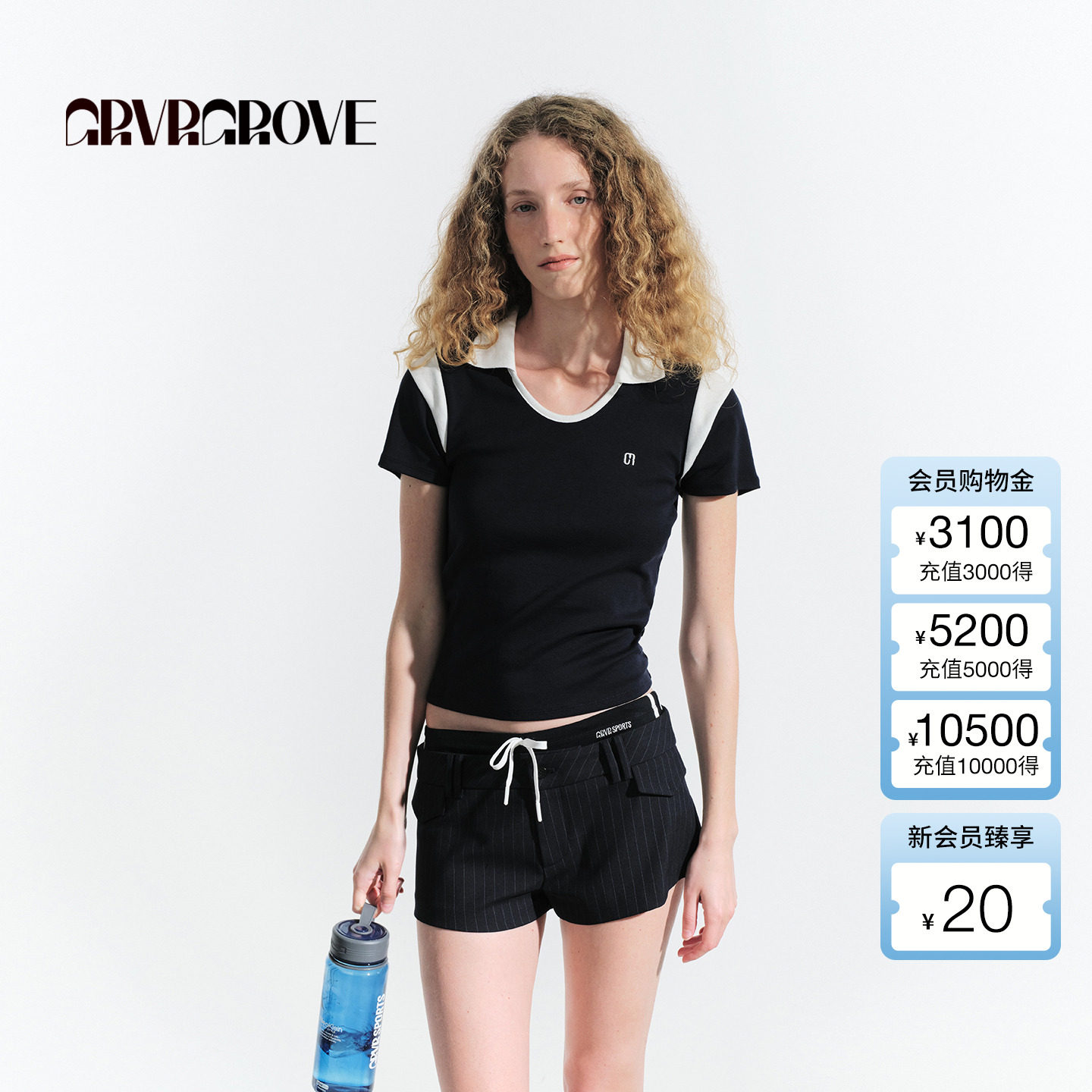 GROVE官方旗舰店2025HS夏日新款撞色短袖polo衫翻领上衣 GM5TS07M