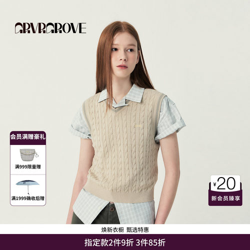 GRVR GROVE官方旗舰店SS春夏款梭织短袖衬衫韩系女 GS5SH70M