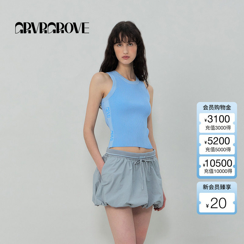 GROVE官方旗舰店2025SS春夏新款女GRVR提花针织衫背心GR5KN04C