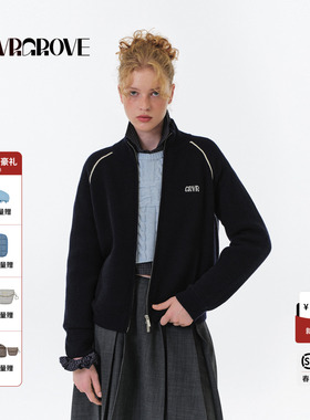 GROVE官方旗舰店2025FW秋季款毛织长袖拉链开衫女外套 GF5KN08C