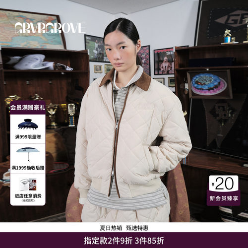 GRVR GROVE官方旗舰店 2025WT冬季款格纹棉服外套拉链女 GCW5JP05