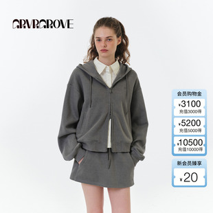 外套女款 假两件卫衣开衫 GF5HD01C 新款 GROVE官方旗舰店2025FW秋季