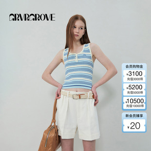 GR5KN05C 背心 GROVE官方旗舰店2025SS春夏新款 女士条纹针织衫