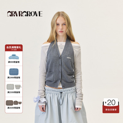 GROVE官方旗舰店2026PS春季新款针织背心开襟挂脖设计 GP26KNC32