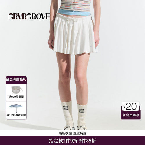 GRVR GROVE官方旗舰店HS夏日女针织百褶短裙韩系半身裙 GM5SK01C