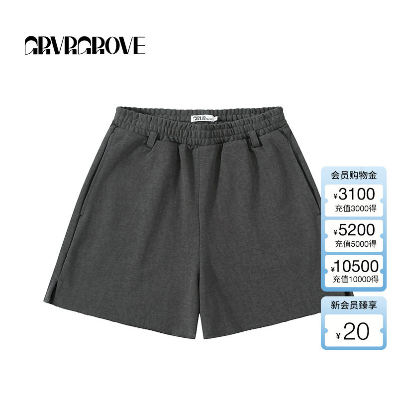 GROVE官方旗舰店2025SS春夏新款女士水洗针织短裤 GCM5PT06