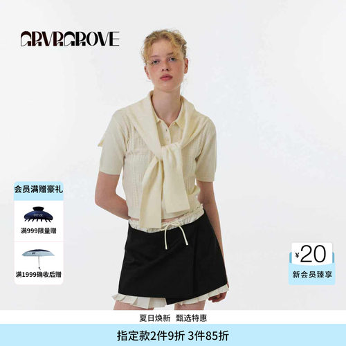 GROVE官方旗舰店 FW秋季款披肩针织衫女款 GF5MF12C