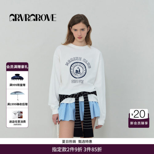 GRVR GROVE官方旗舰店SS春夏款女士圆领长袖T恤GS5SW52M