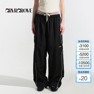 直筒裤 时尚 GM5PT02M 女休闲梭织长裤 GROVE官方旗舰店2025夏日新款