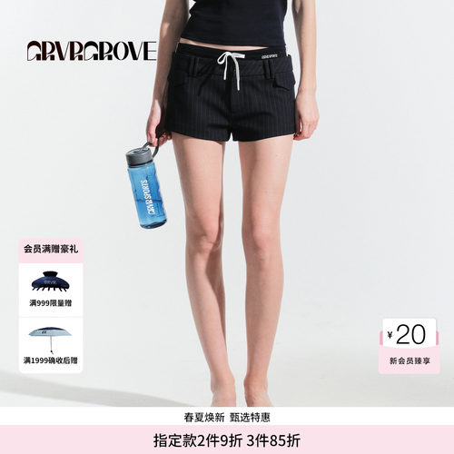 GROVE官方旗舰店HS夏日款梭织短裤竖条纹下装女 GM5PT03M