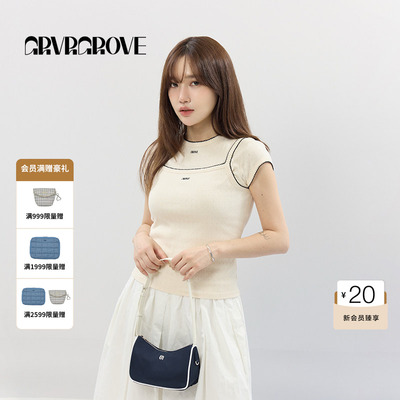 GROVE官方旗舰店2025SS春夏款女士撞色边针织背心GCM5SL02