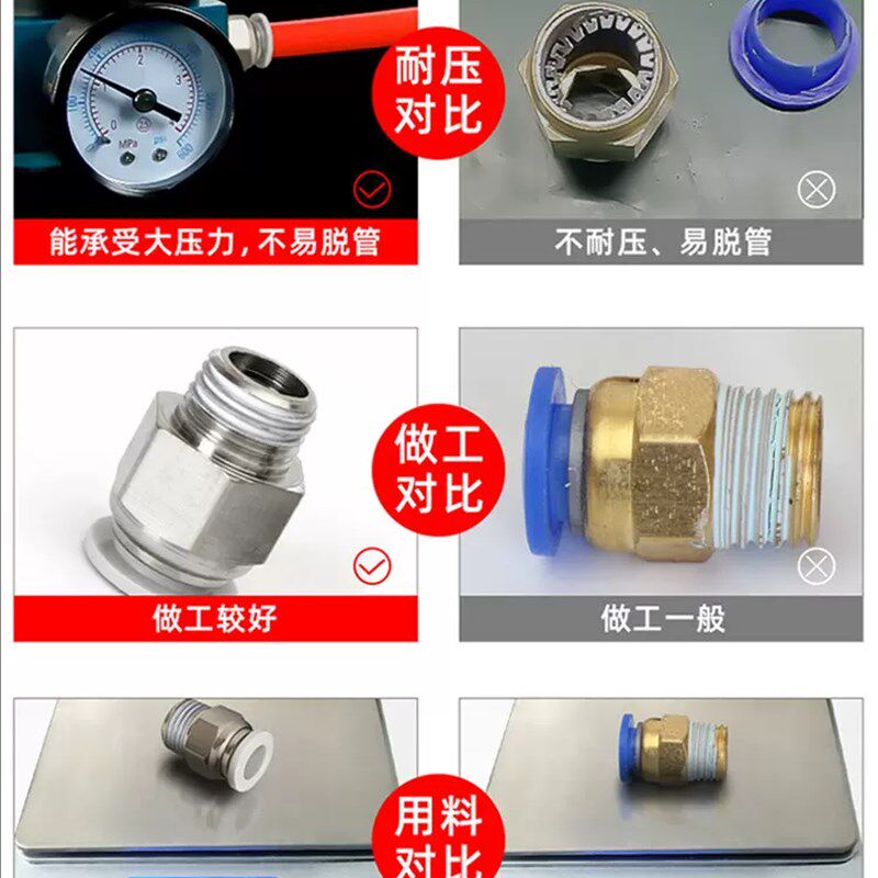 热销亚德客型气动快速接头螺纹直通接头快插 PC4/6/8/10/12-01/02