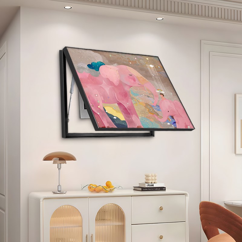 热销粉色大象电表箱装饰画现代简约遮挡配电箱电源总开关挂画抽象