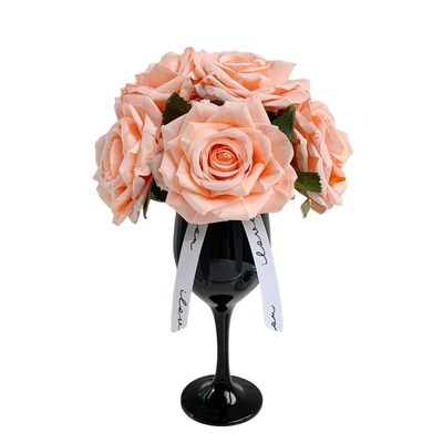 热销卡布奇诺玫瑰花仿真花假花家居花艺装饰品摆设客厅餐桌摆花艺