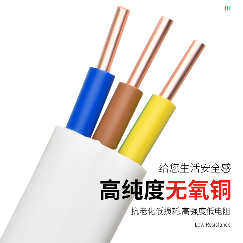 国标BVVB护套线2芯3芯1 1.5 2.5平方白色平行电源线纯铜家用硬线