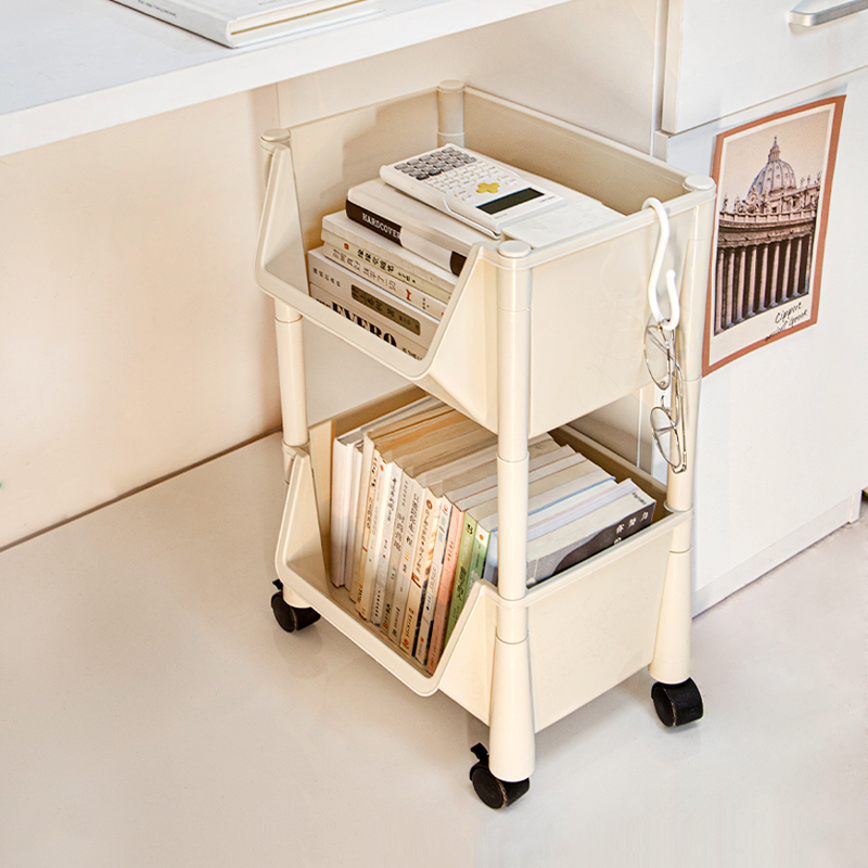 书本收纳小推车宿舍学生零食收纳盒床边落地带滑轮多层桌下置物架