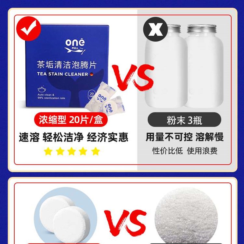 ONEFULL茶垢清洁泡腾片洗茶渍神器茶杯茶具清洗剂茶壶水杯除垢剂