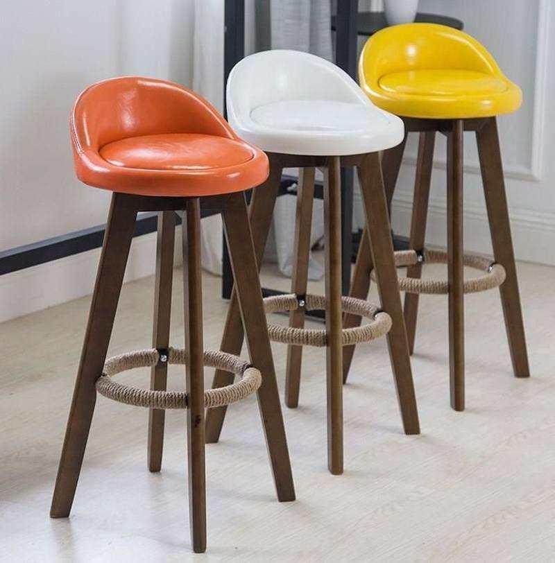 吧台椅子凳子靠背高脚实木酒吧台酒吧椅餐厅巴凳法式梯子家用吧凳