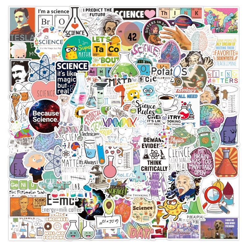 100张新款科学实验室涂鸦贴纸水瓶水杯笔记本滑板行李箱防水贴纸
