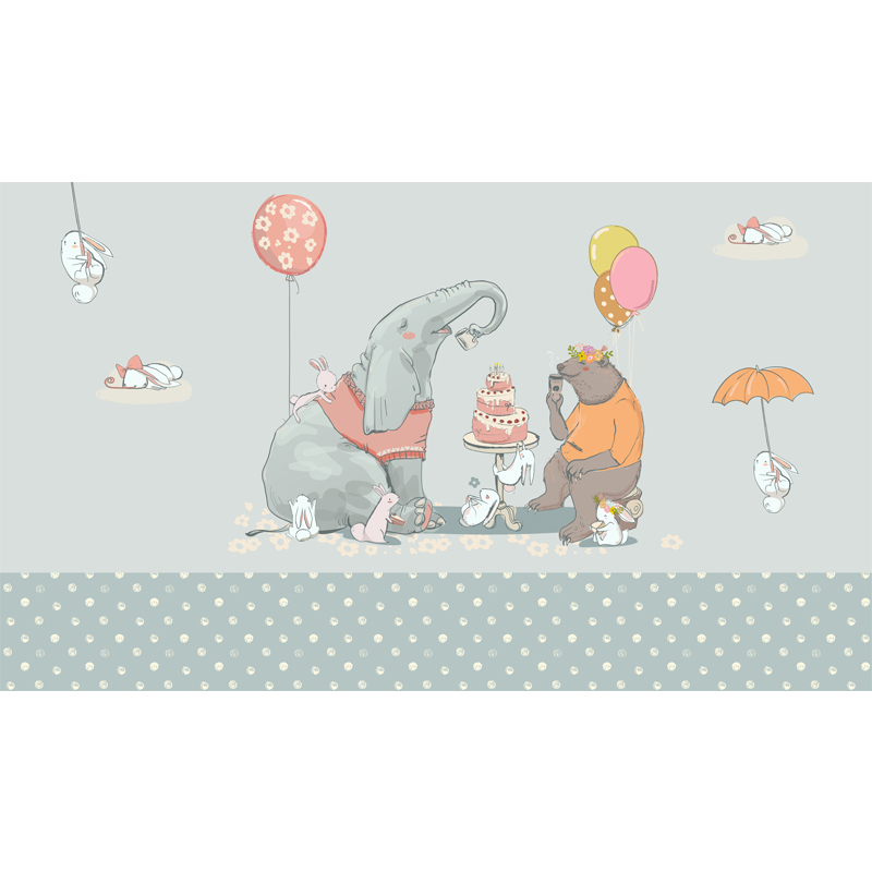 画帛定制儿童房壁纸手绘卡通北欧壁纸全屋大型无缝不织布壁画壁布