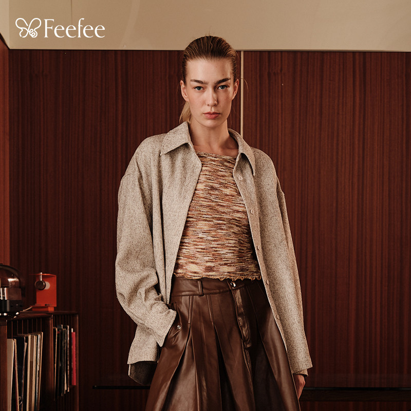 休闲百搭衬衫feefee翻领