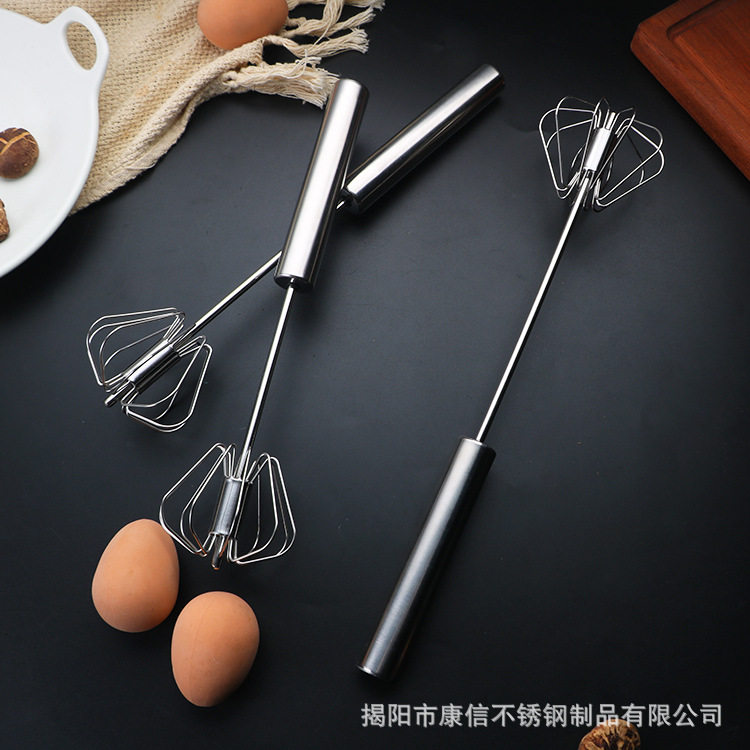 304加密不锈钢打蛋器厨房手持半自动搅拌器手动按压式旋转打蛋机