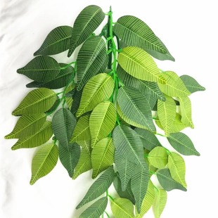 水族箱爬宠壁挂仿真藤条蛇蛙蜥蜴攀爬躲避植物挂叶造景雨林缸景观