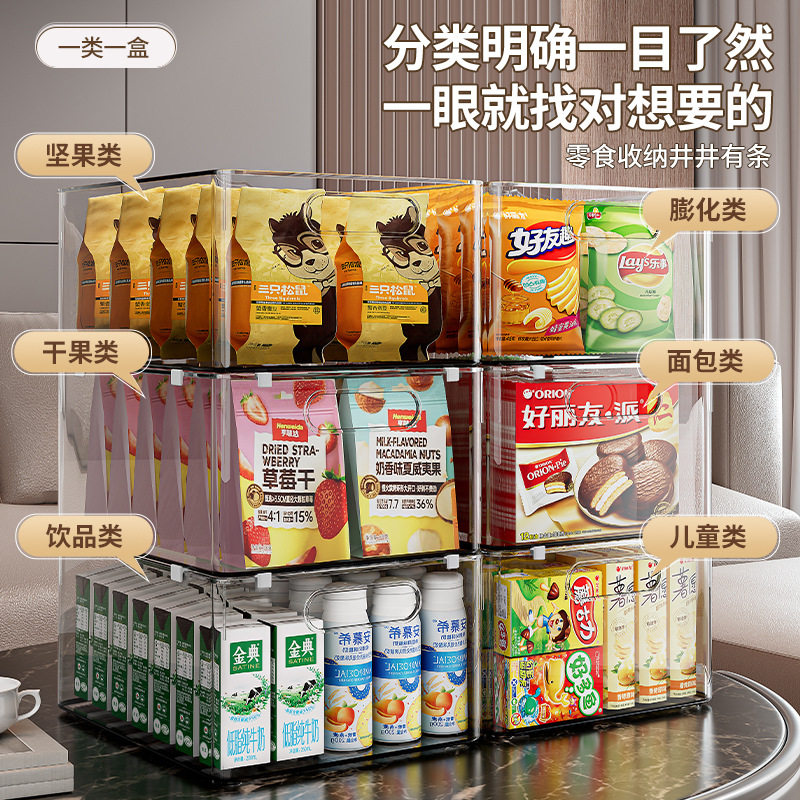 收纳筐桌面零食玩具杂物整理箱储物盒亚克力透明塑料篮长方形盒子